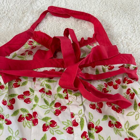 Charter Club Girls Size 10 100% Cotton Strawberry Print Dress Ruffle Halter Neck - Picture 6 of 6